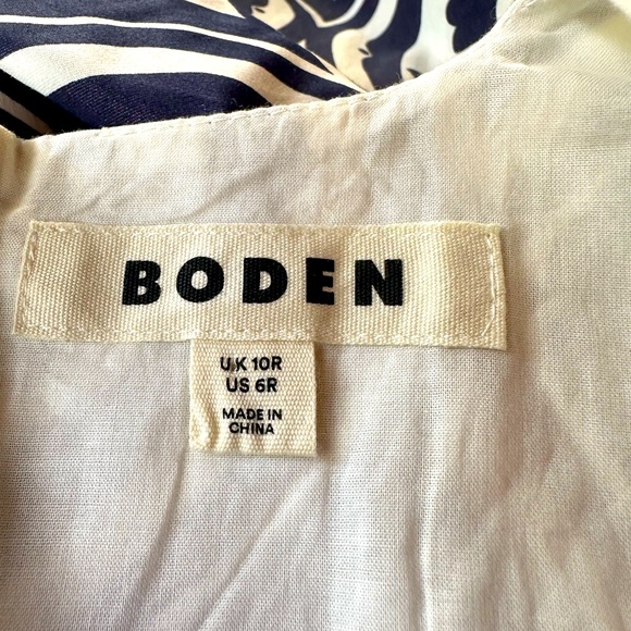 Boden Slash Neck Midi Dress Navy Geo Cascade Size 6R - Picture 6 of 6